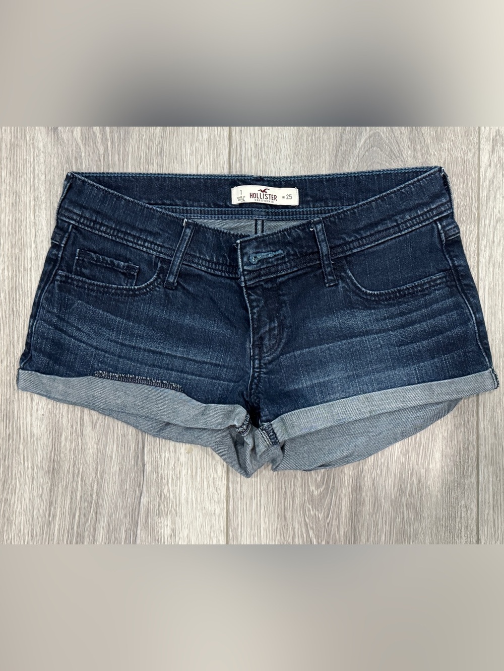Hollister Dark Blue Cuffed Jean Shorts